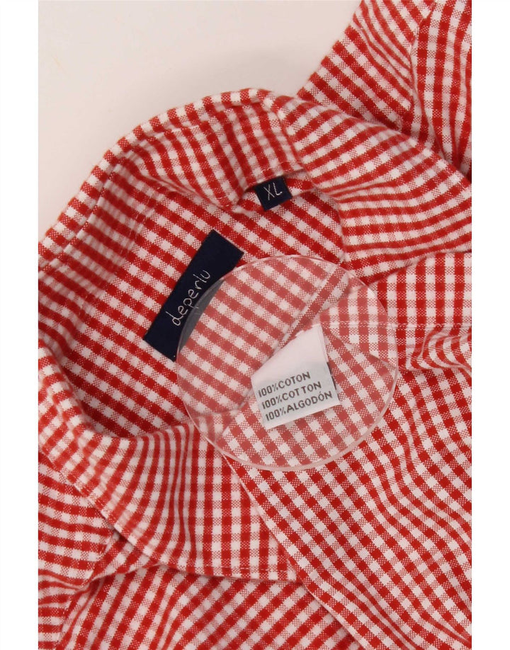 Deperlu Camisa de franela para hombre XL Algodón a cuadros rojo