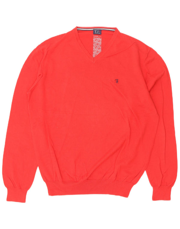 Trussardi Jersey Con Cuello De Pico Para Hombre Large Rojo Algodón