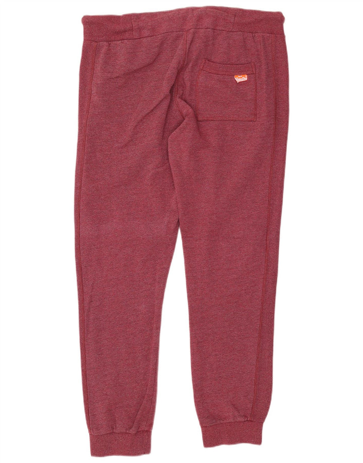 SUPERDRY Hombre Slim Fit Pantalones De Chándal Joggers XL Borgoña Algodón