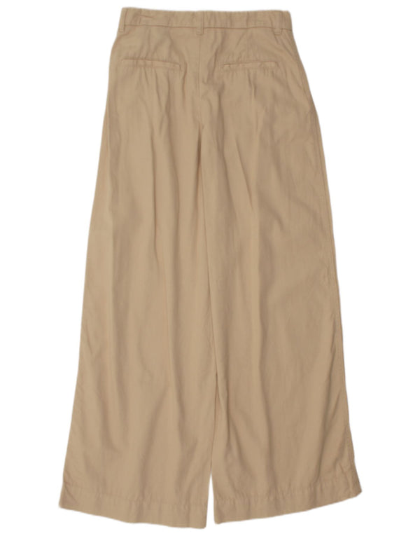Zara Pantalón chino con pernera ancha y pinzas para mujer EU 34 2XS W24 L32 Algodón beige