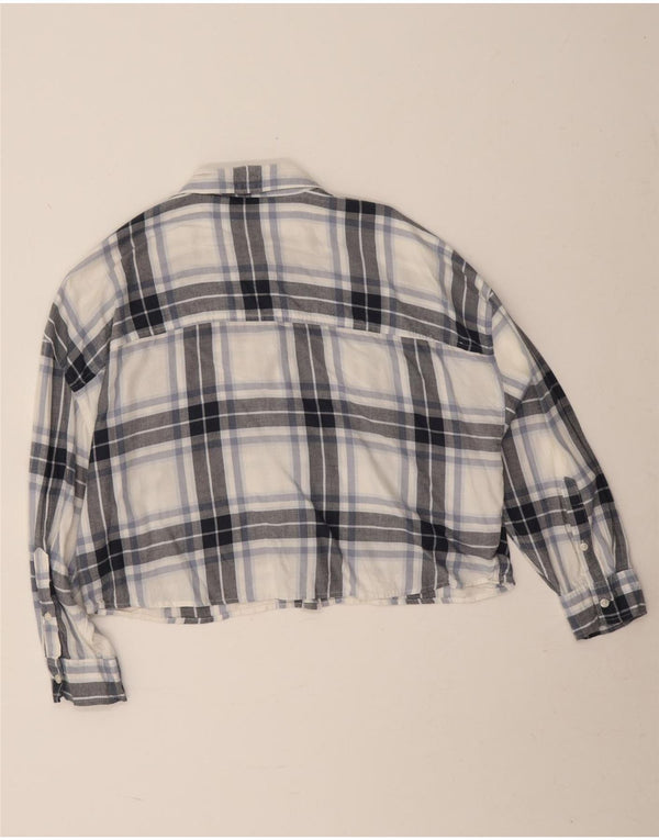Abercrombie & Fitch Camisa corta de franela para mujer Reino Unido 10 Small White Plaid