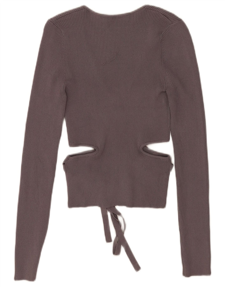 Zara Mujer Crop Top Recortado UK 10 Small Viscosa Gris
