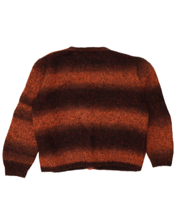 Vintage mujer Cardigan suéter Reino Unido 18 XL marrón colorblock