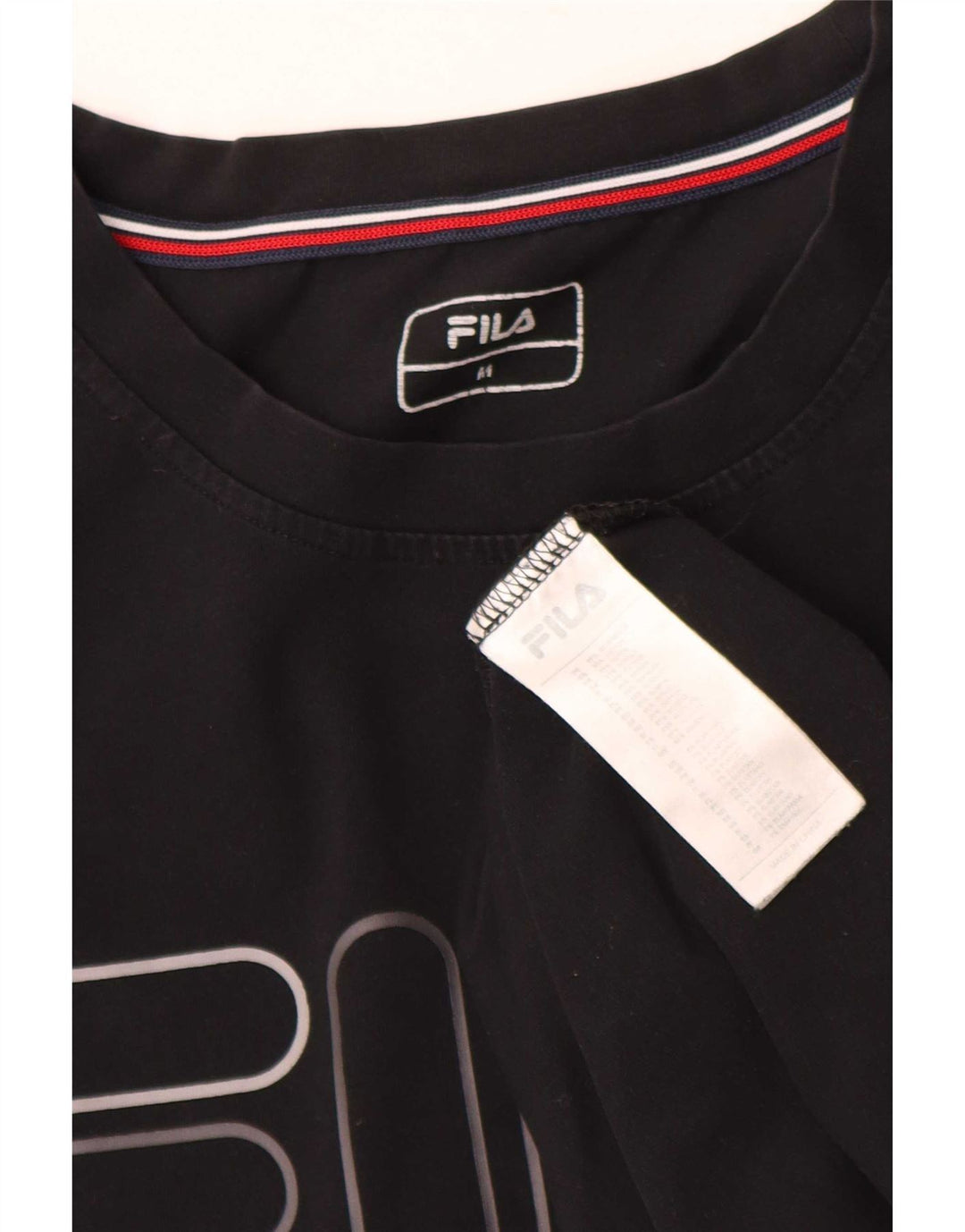 Fila Camiseta gráfica para hombre Top Medium Black Cotton