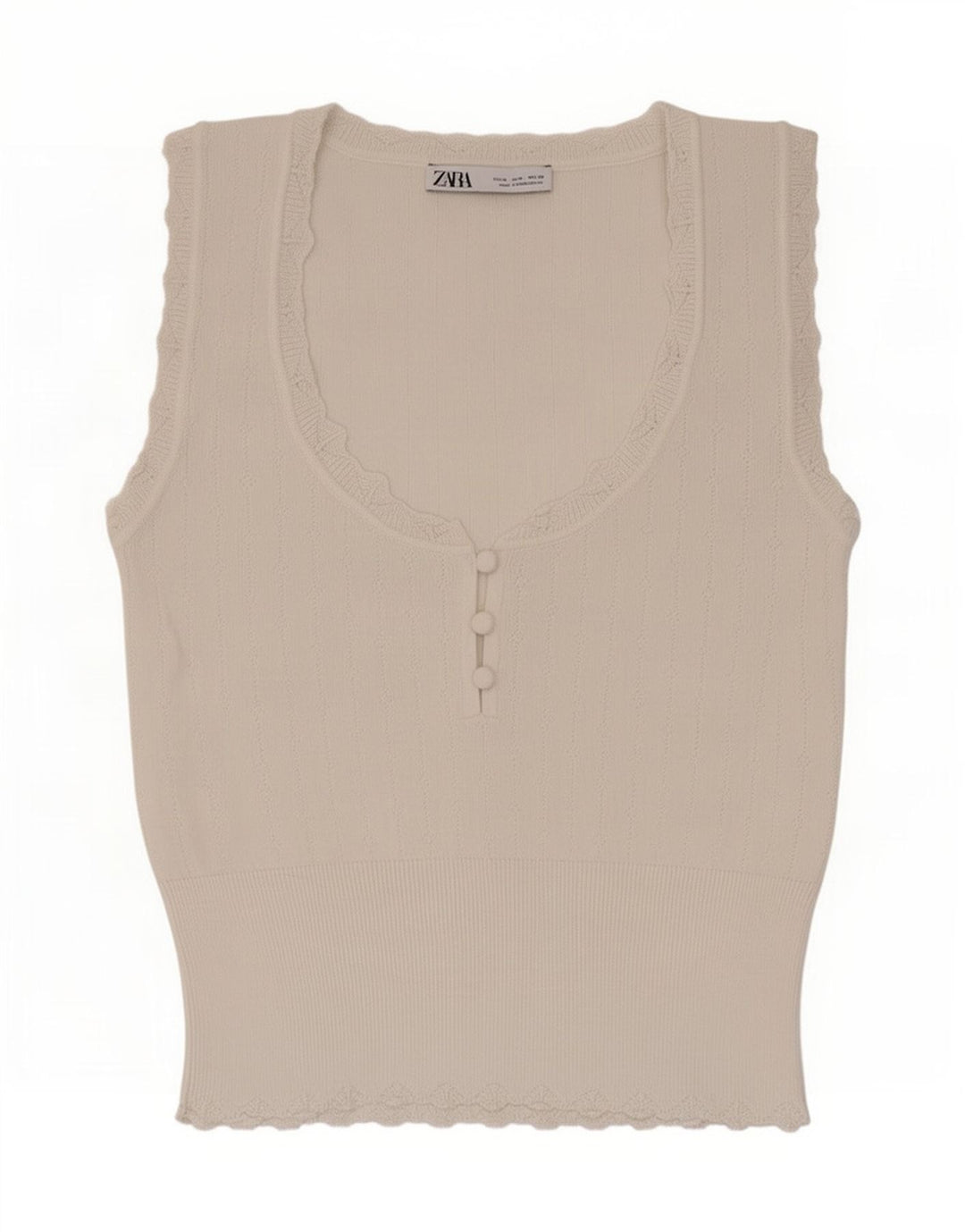 Zara Mujer Chaleco Top UK 12 Medio Viscosa Blanca