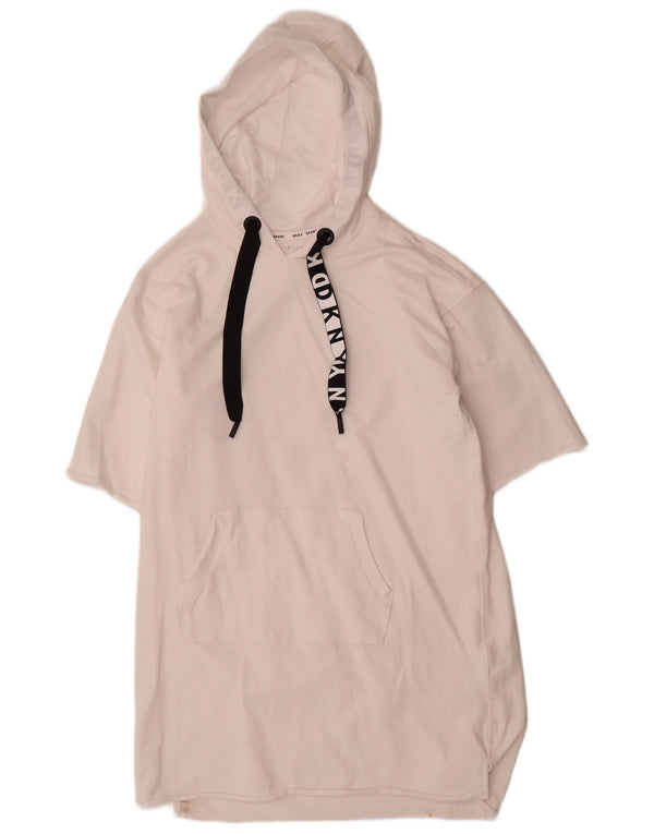 Dkny Vestido con capucha de manga corta para mujer UK 44 Algodón blanco mediano
