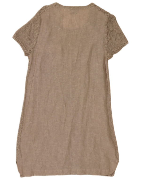 Massimo Dutti Vestido Jersey de Manga Corta para Mujer UK 44 Large Lino Gris
