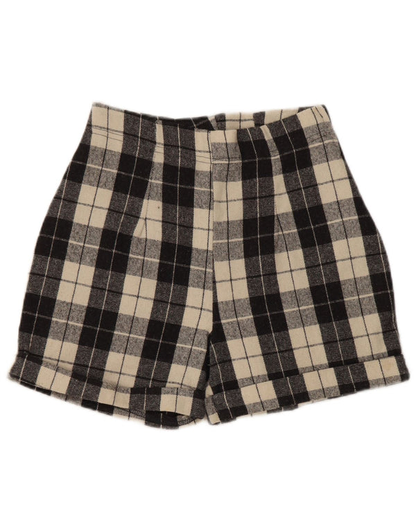 Pantalones cortos casuales de cintura alta para mujer Phard W24 XS Lana a cuadros negros