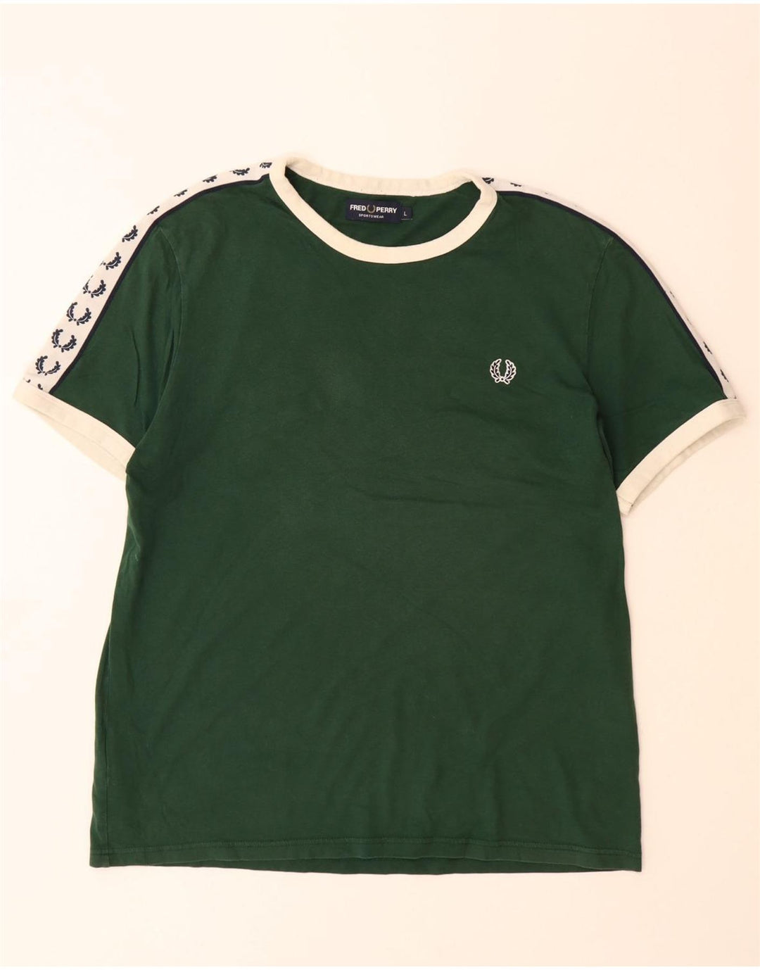 FRED PERRY Camiseta estampada para hombre Top grande de algodón con bloques de color verde