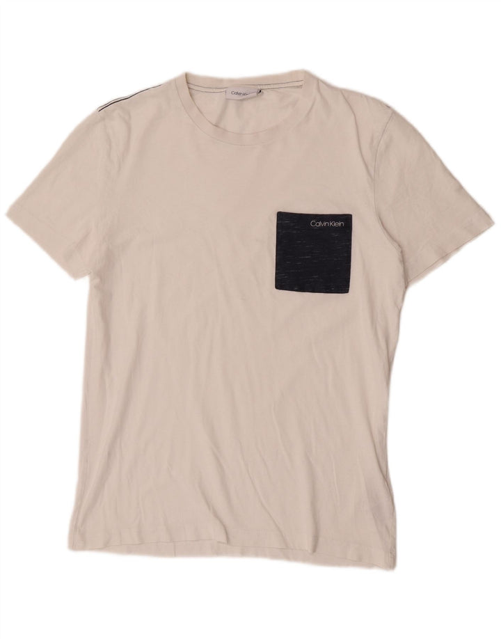 Calvin Klein - Camiseta para hombre, talla pequeña, algodón blanco