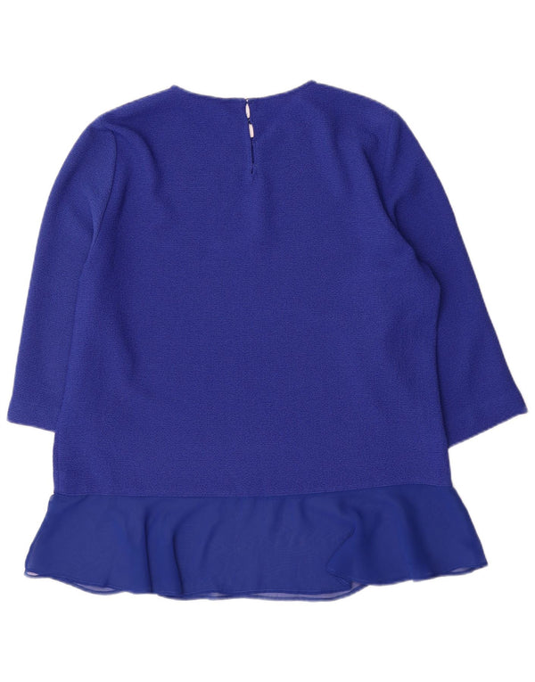 Zara Mujer Blusa Manga 3/4 Top UK 40 XL Azul