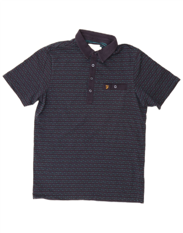 FARAH Polo Hombre Algodón Geométrico Azul Marino Medio
