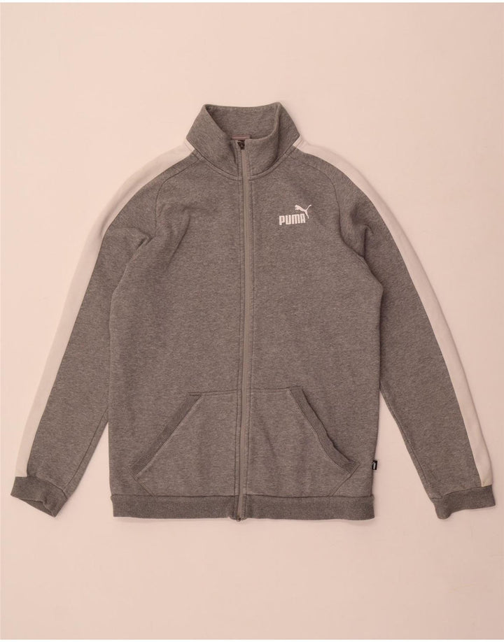 Puma Chaqueta de chándal para hombre, talla pequeña, algodón gris con bloques de color