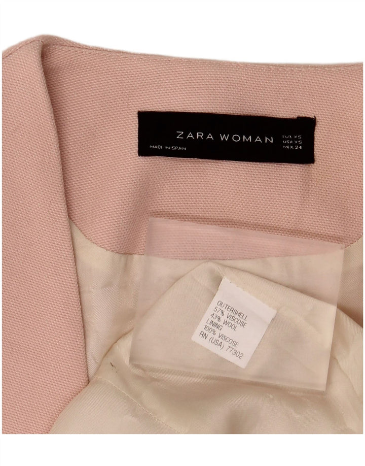 Zara Chaqueta Americana Abierta para Mujer UK 6 XS Viscosa Rosa