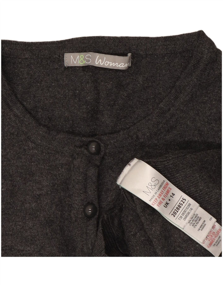 Marks & Spencer Suéter tipo cárdigan corto para mujer UK 44 Viscosa gris medio