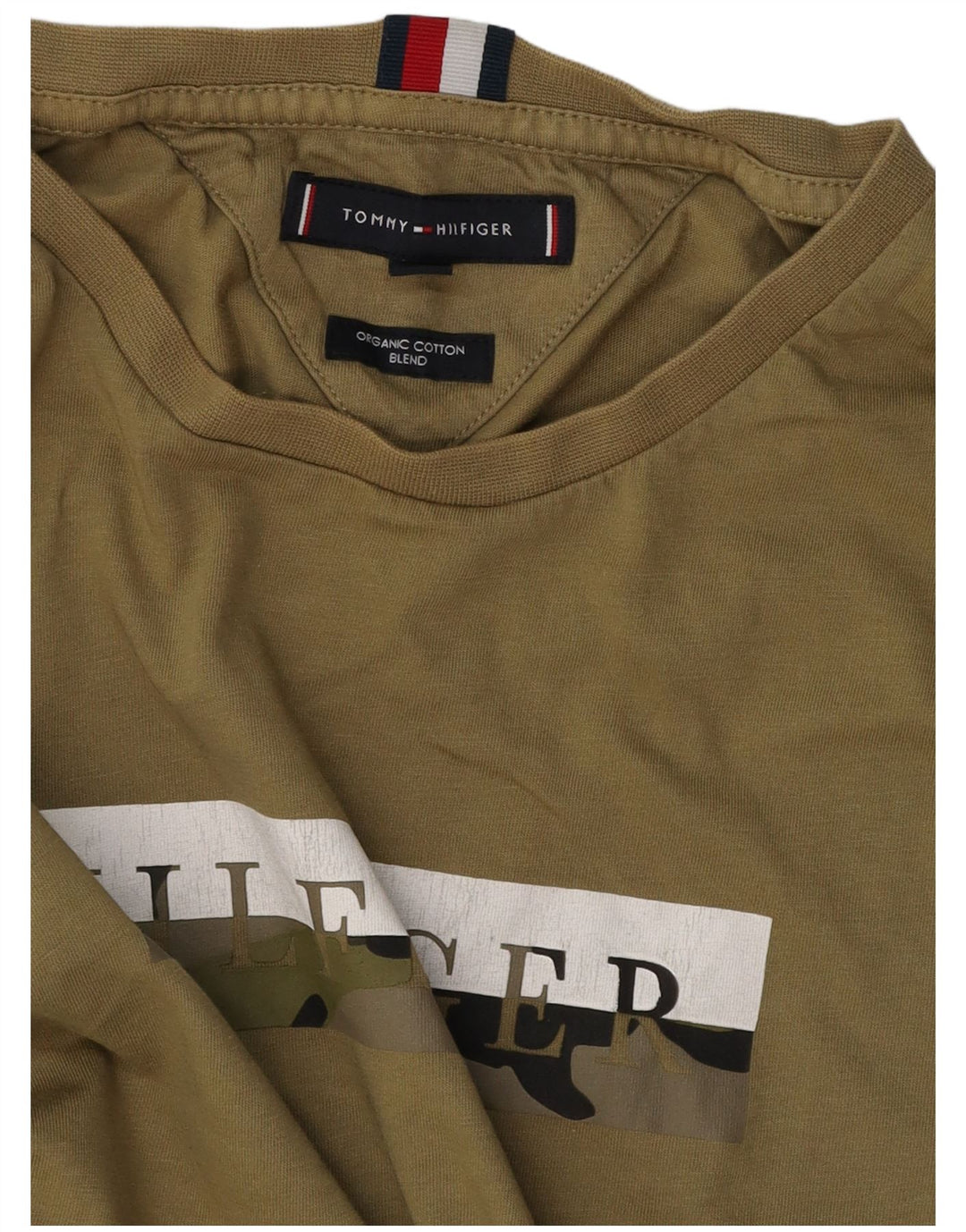 TOMMY HILFIGER Camiseta gráfica para hombre Top Medium Khaki Cotton