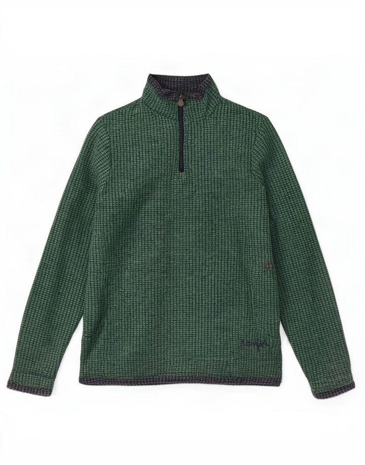 Weird Fish Jersey de forro polar con cuello y cremallera para mujer UK 44 Poliéster verde grande