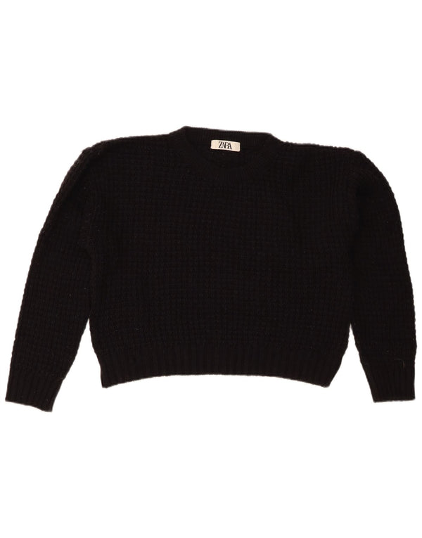 Zara Suéter Corto con Cuello Redondo para Mujer UK 40 Mediano Negro