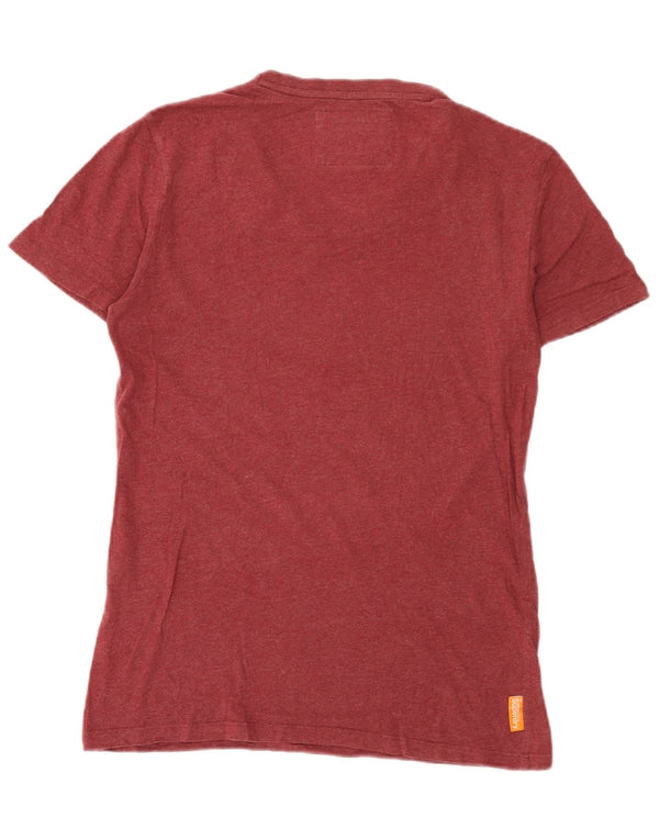 Superdry Hombre Camiseta Top Small Borgoña Algodón