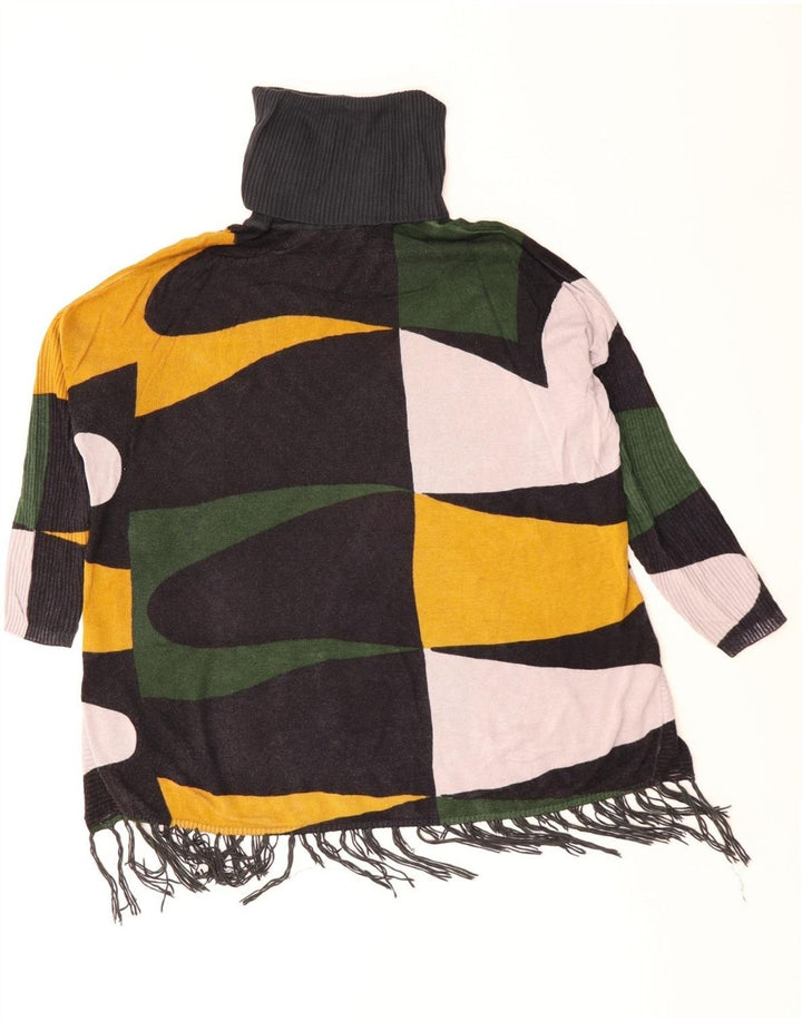 Desigual Mujer Roll Neck Jumper Suéter UK 10 Pequeño Verde Geométrico