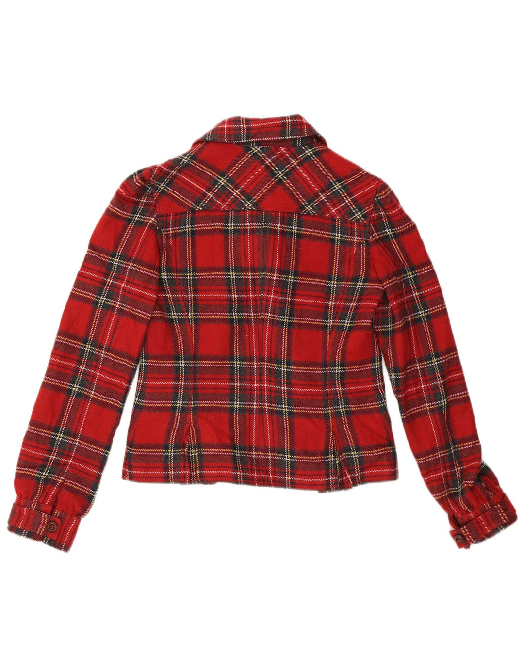 SISLEY Chaqueta tipo blazer de 4 botones para mujer IT 42 Acrílico a cuadros rojo mediano