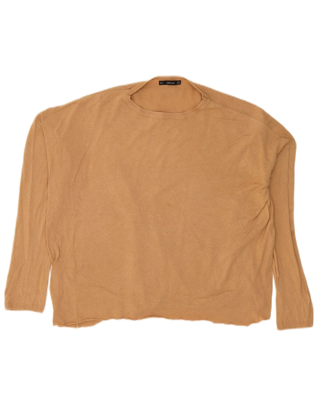 Zara Mujer Suéter De Cuello Redondo De Gran Tamaño UK 44 Medio Beige