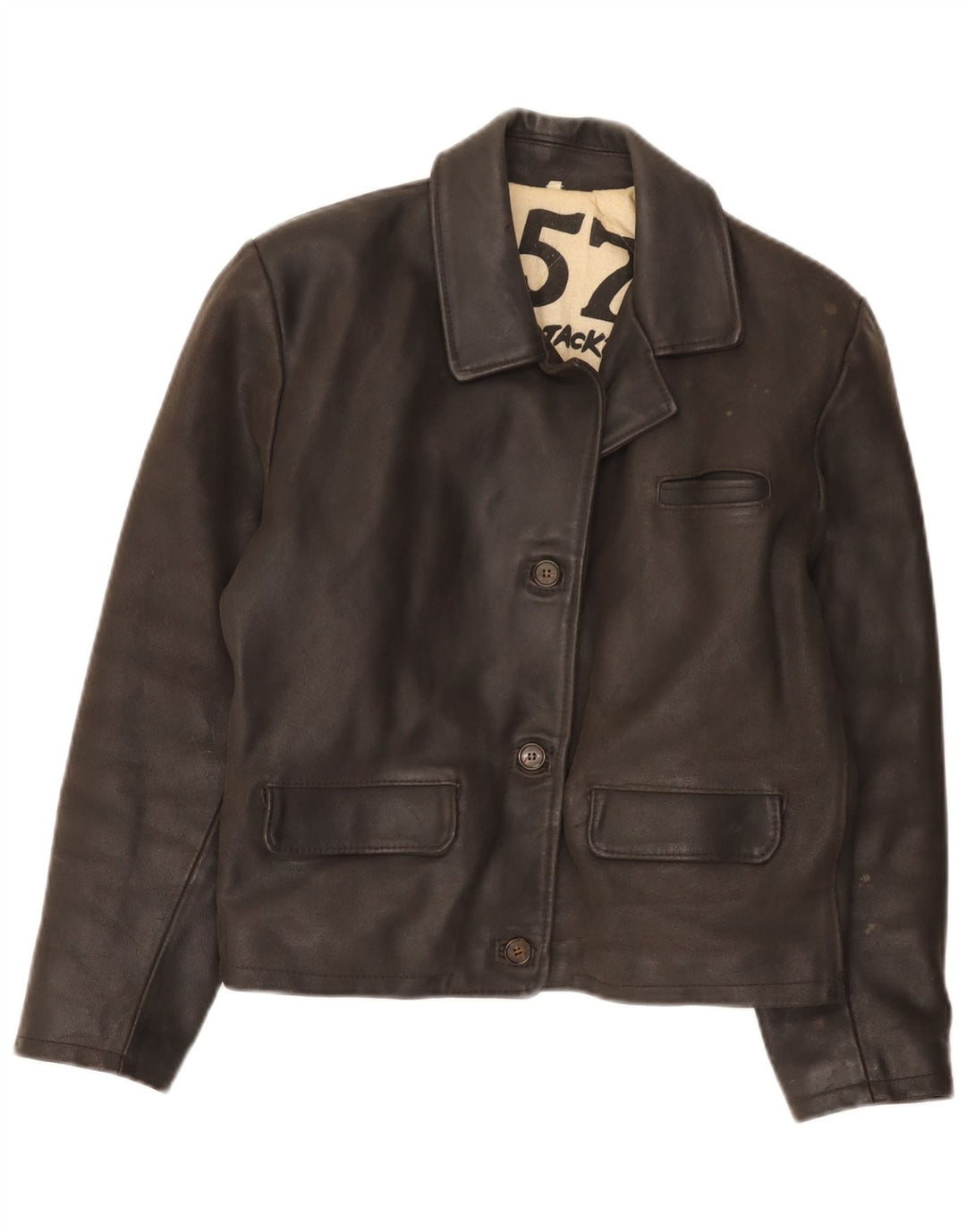 Chaqueta legendaria 1957 Chaqueta de cuero para mujer UK 46 Grande Marrón