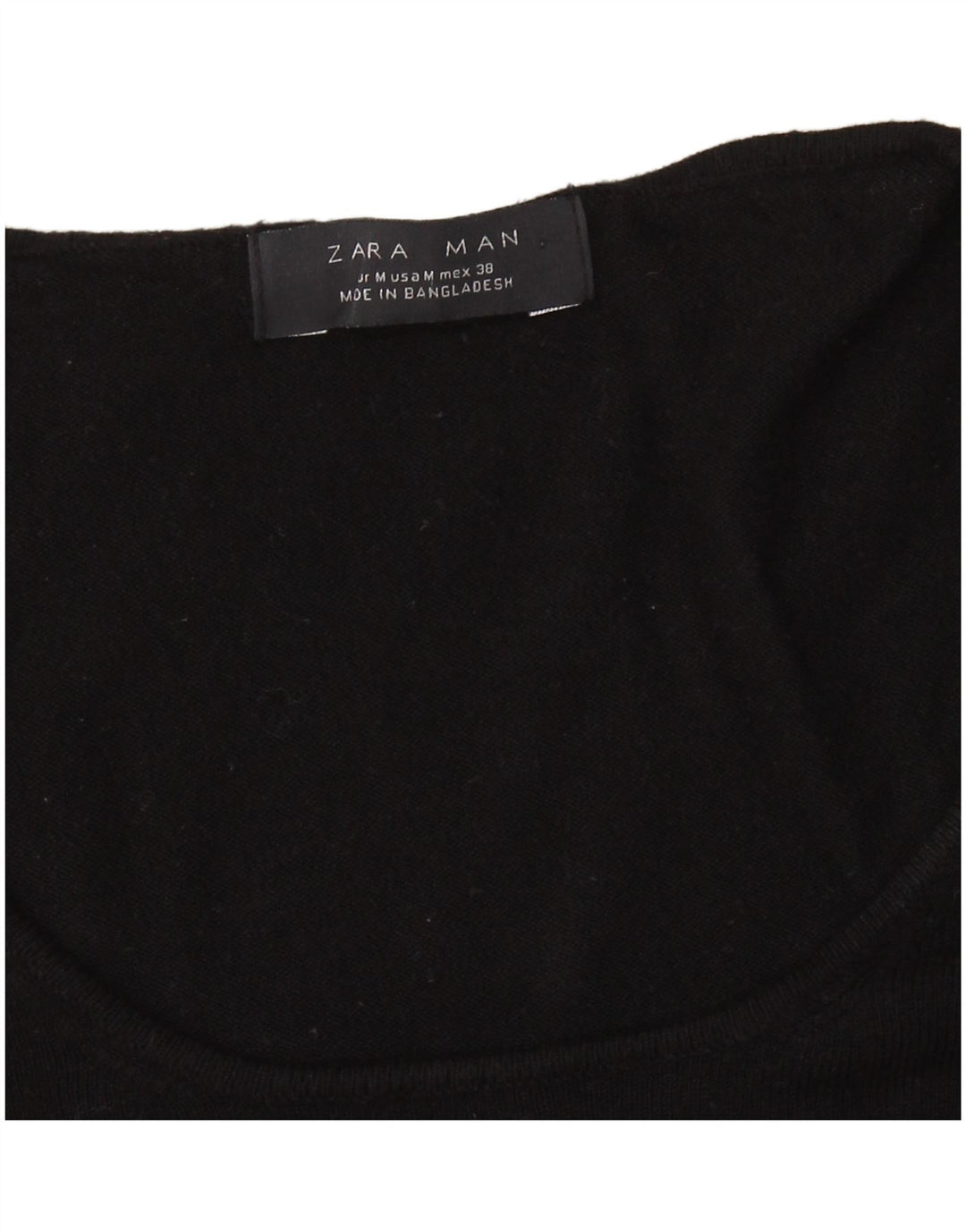 ZARA Hombre Jersey De Manga Corta Con Cuello Barco Medium Black