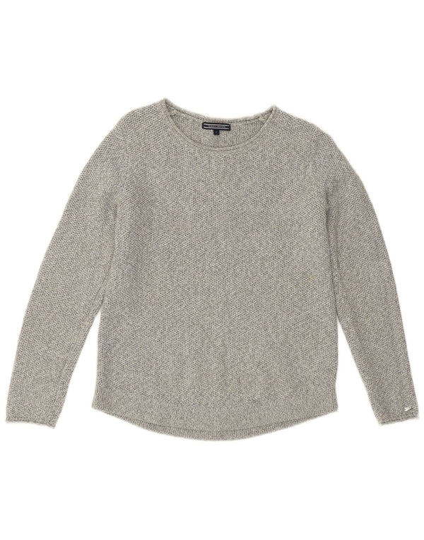 Tommy Hilfiger Suéter con Cuello Barco para Mujer UK 10 Small Gris Algodón
