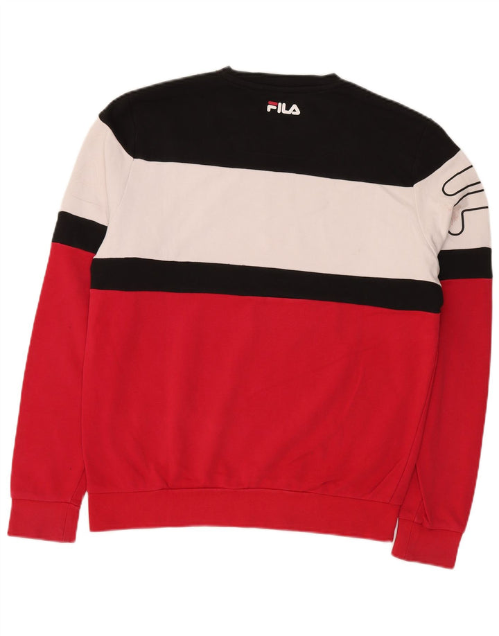 FILA Sudadera con gráfico para hombre, jersey pequeño de algodón con bloques de color multicolor