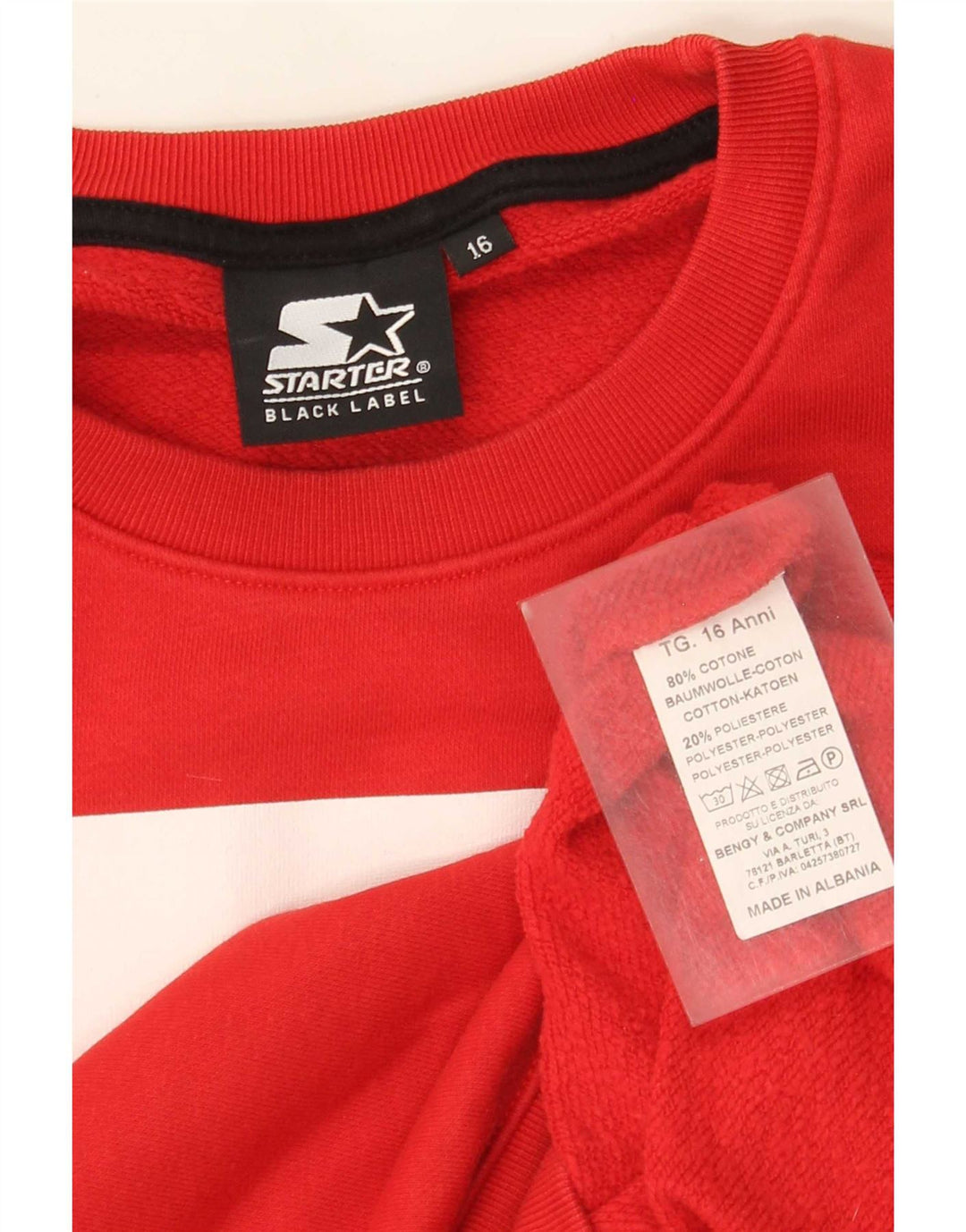 Starter Sudadera con gráfico para niño, jersey, 15-16 años, algodón rojo