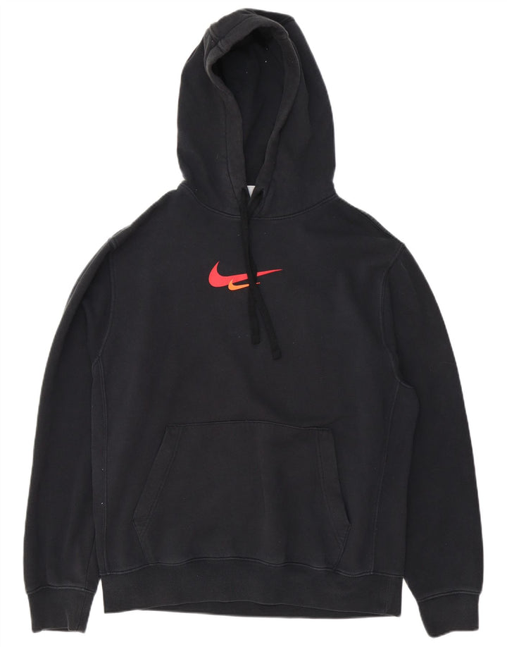 Nike Sudadera con capucha gráfica para hombre, jersey de algodón negro mediano