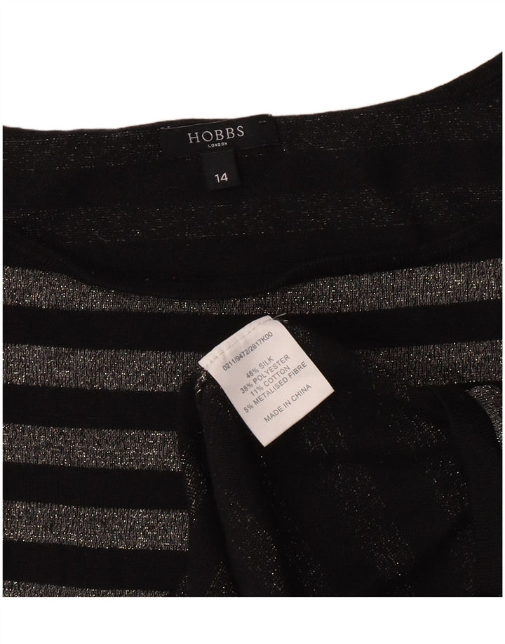 Hobbs Top Mujer Manga Larga UK 44 Seda Rayas Negra Mediana