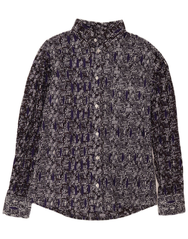 Camisa vintage para hombre pequeña azul marino geométrica