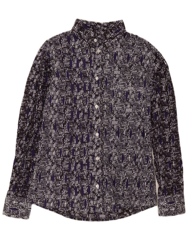 Camisa vintage para hombre pequeña azul marino geométrica