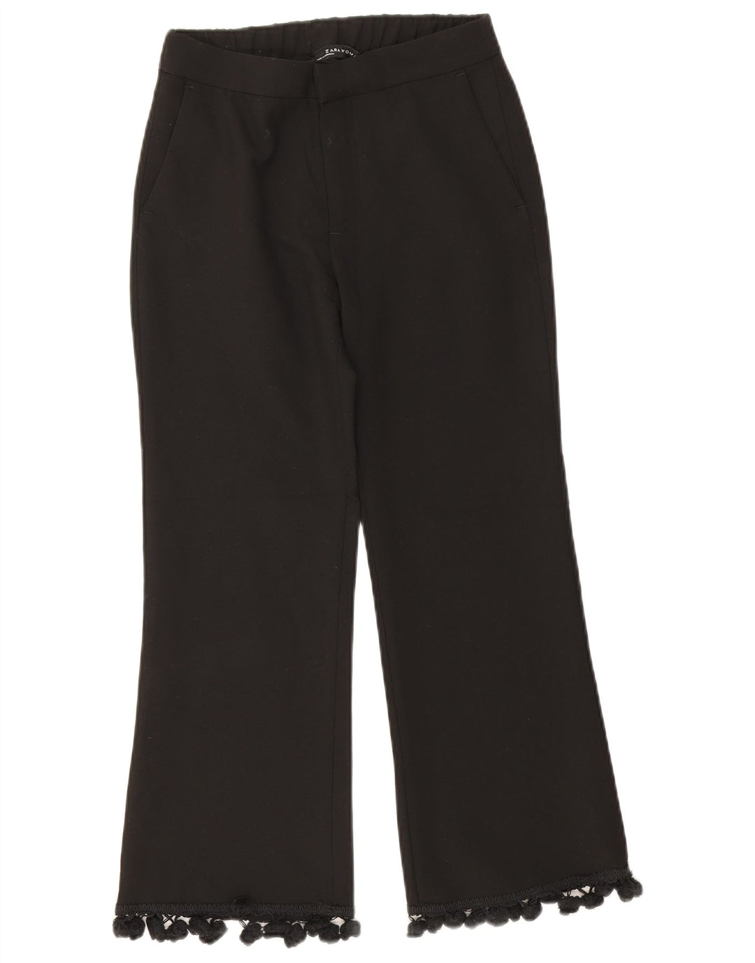 Zara Mujer Pantalón Cropped Bootcut XS W24 L24 Poliéster Negro