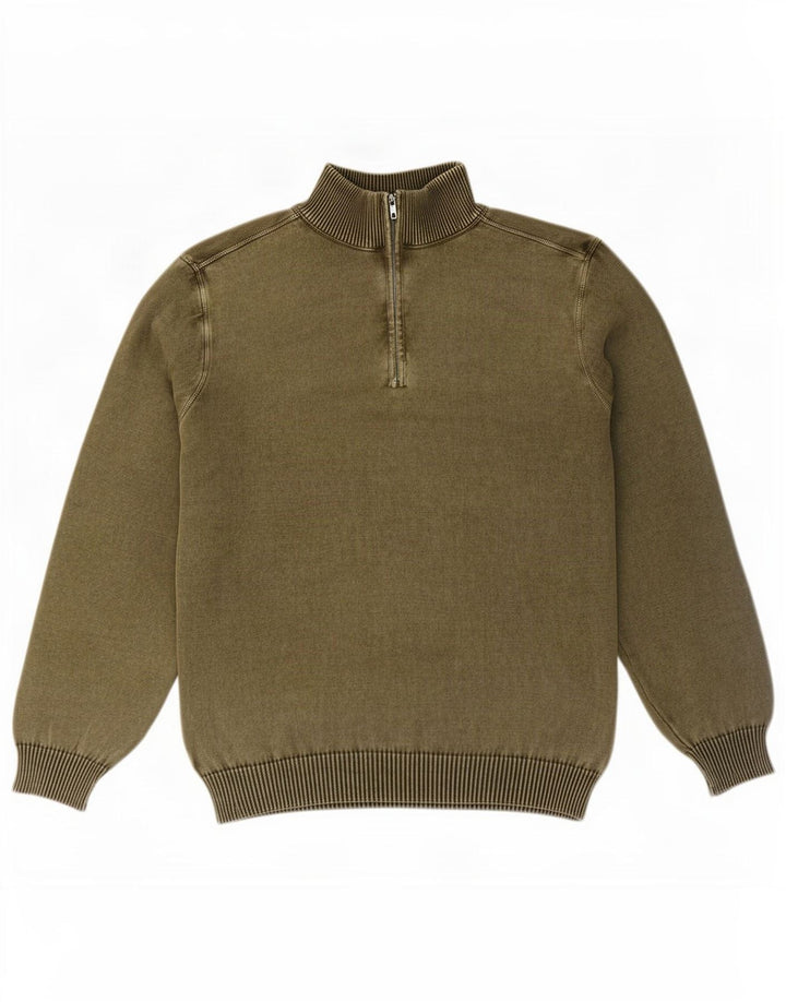 Marlboro Classics - Jersey para hombre con cuello y cremallera, talla 2XL, algodón caqui