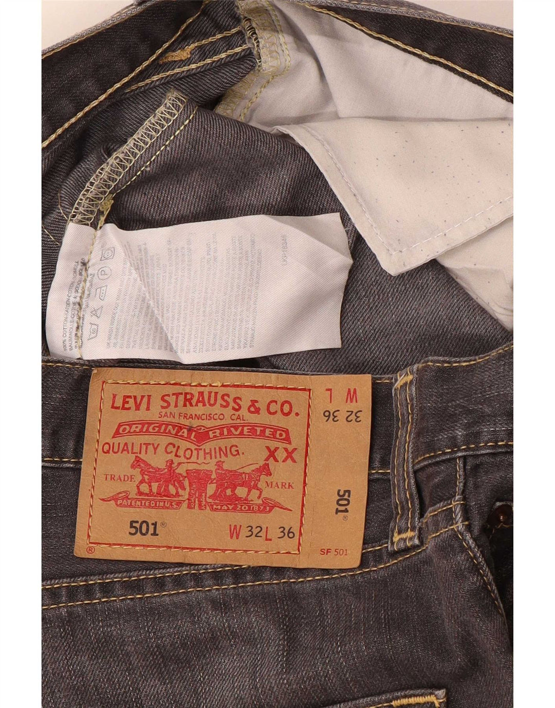 Levi's Vaqueros rectos 501 para hombre W32 L32 Algodón gris