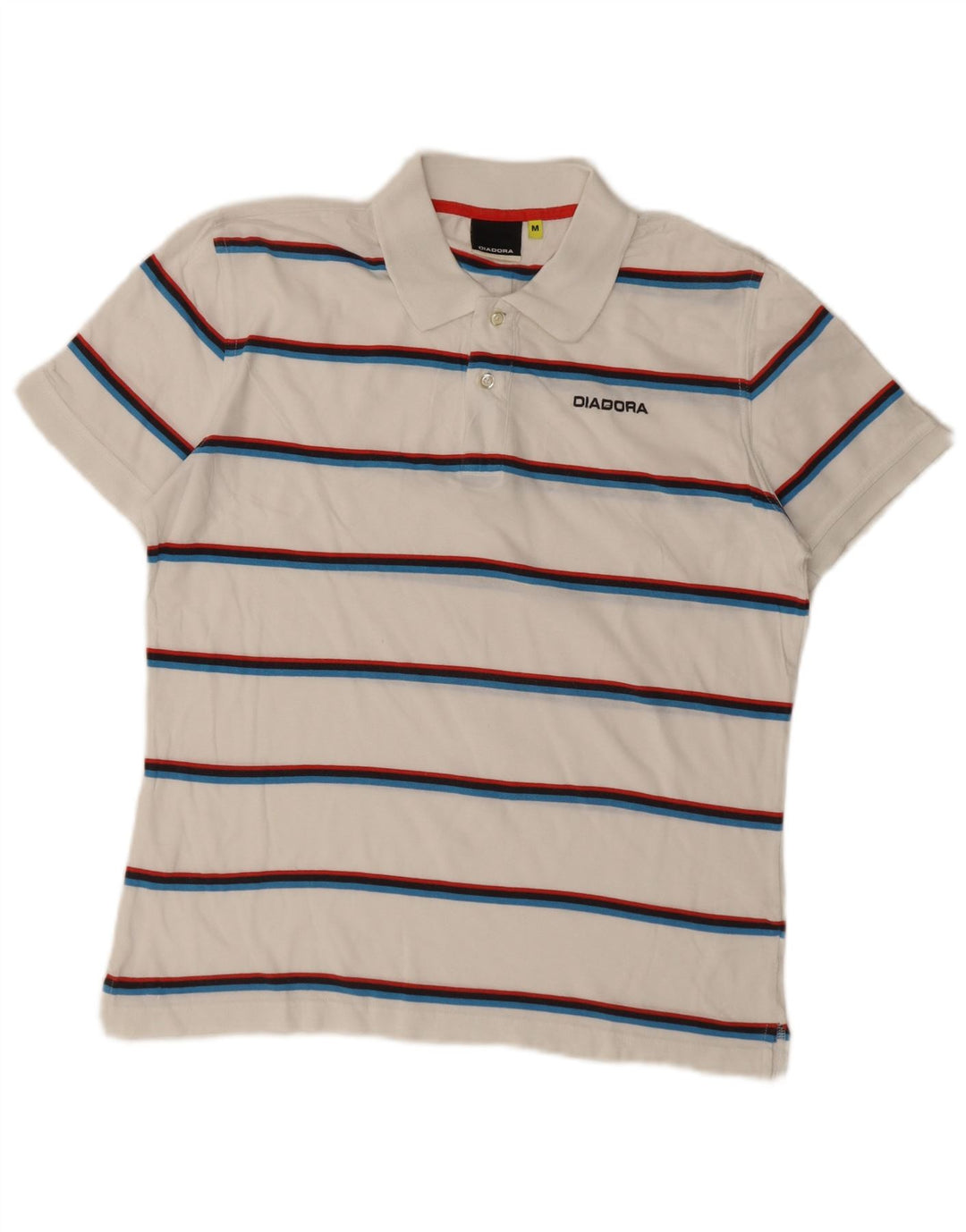 Diadora Polo Hombre De Algodón A Rayas Blanco Mediano