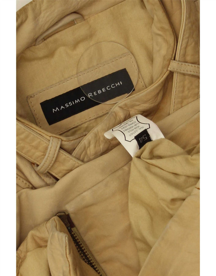 Massimo Rebecchi Chaqueta motera de cuero para hombre IT 54 2XL Cuero beige