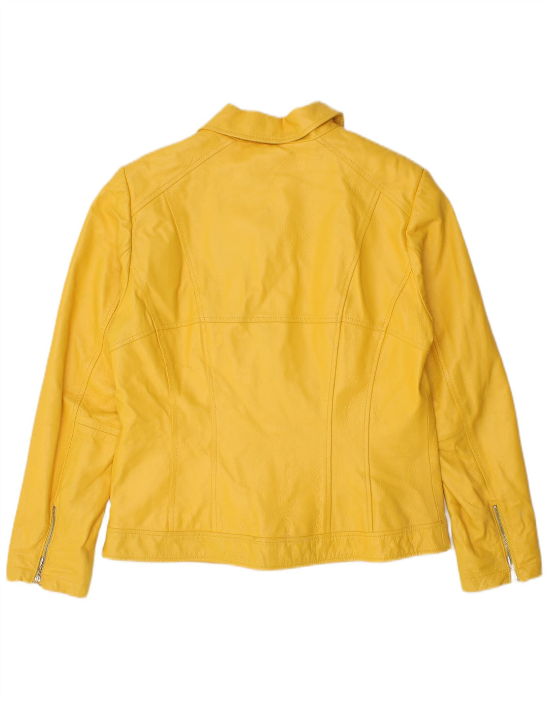 VINTAGE Chaqueta de cuero para mujer Reino Unido 14 Cuero amarillo medio