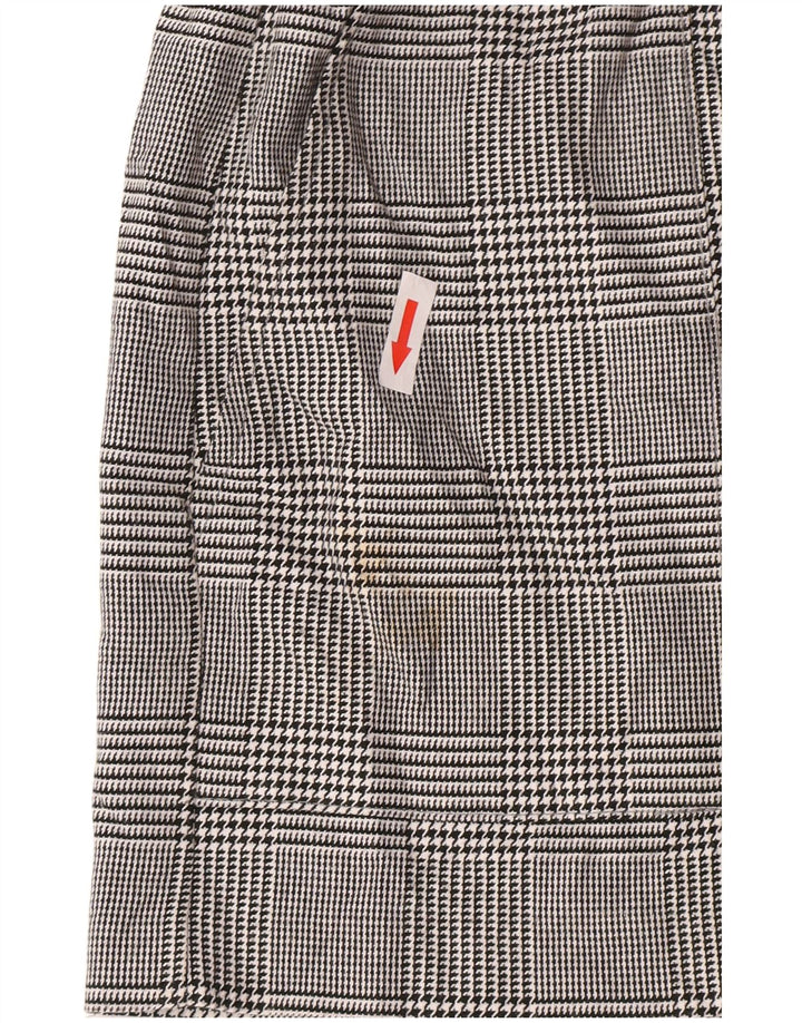 Zara Mujer Pantalones Cortos Chinos De Cintura Alta Grande W30 Poliéster De Pata De Gallo Gris