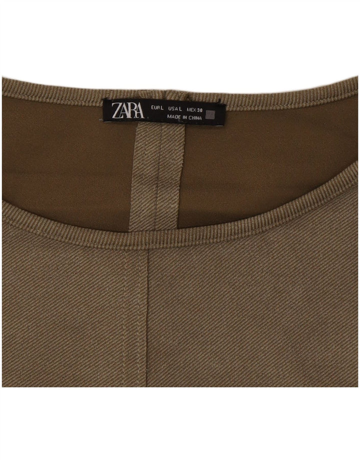 Zara Mujer Vestido Recto UK 46 Grande Caqui