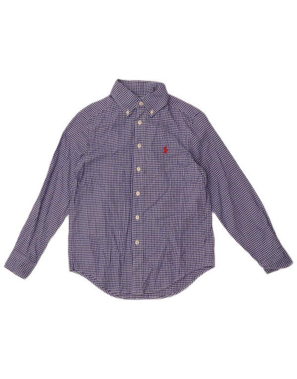 Ralph Lauren Camisa Niño 7-8 Años Pequeña Algodón Vichy Azul