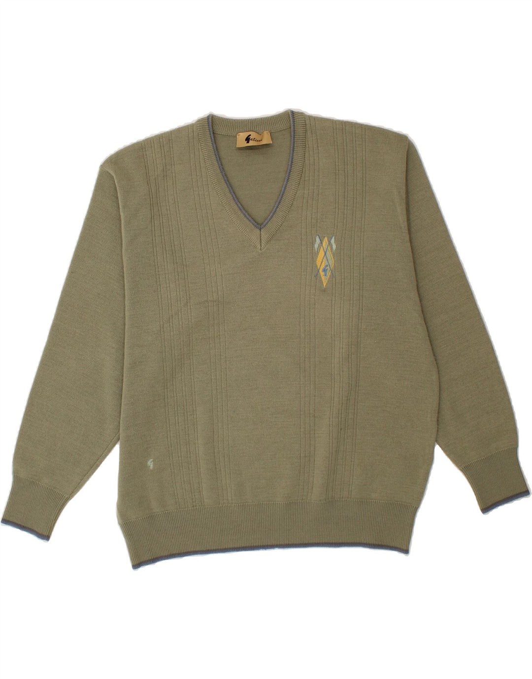 GABICCI Jersey con cuello en V para hombre de lana caqui grande