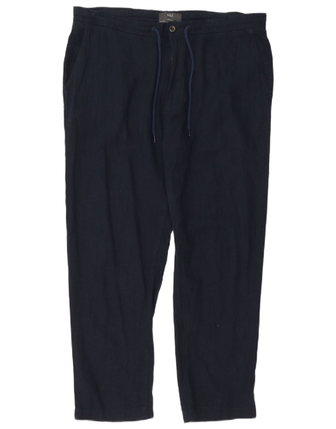 Marks & Spencer Pantalones casuales rectos regulares para hombre W38 L29 Azul marino