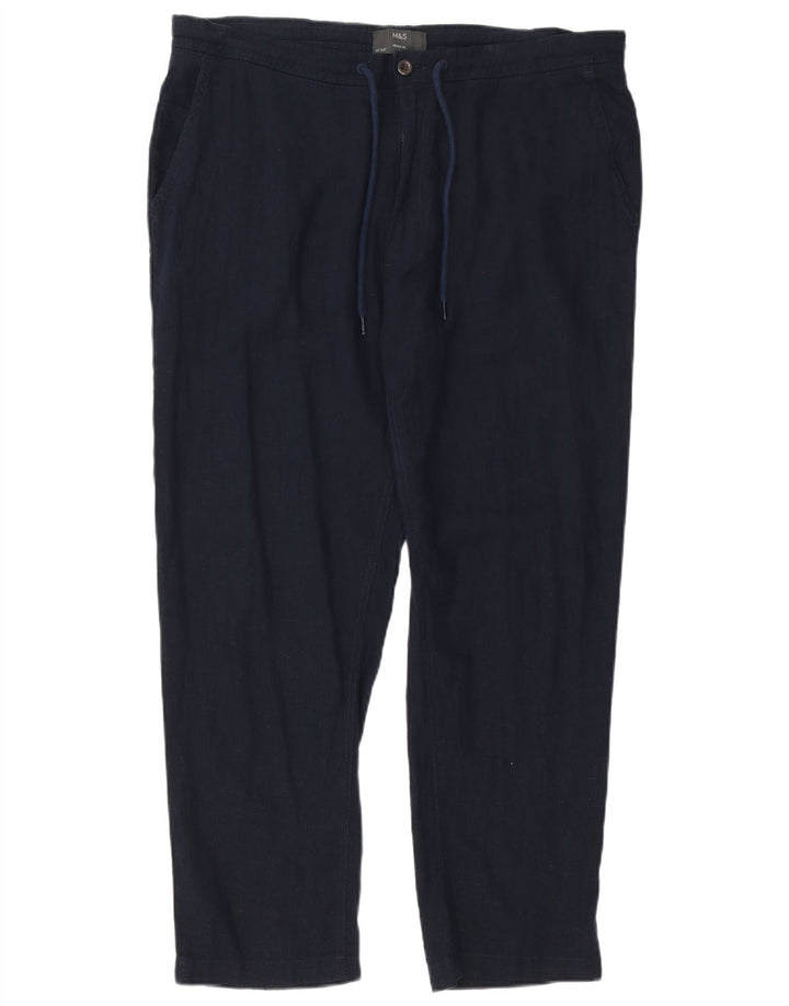 Marks & Spencer Pantalones casuales rectos regulares para hombre W38 L29 Azul marino