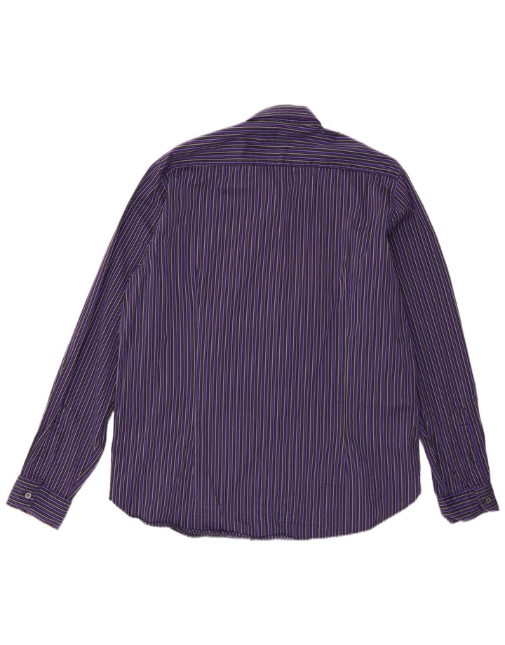 Ted Baker Camisa para hombre Talla 6 2XL Algodón a rayas moradas