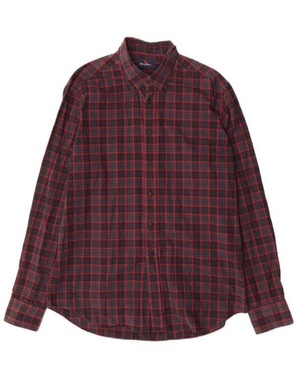 Conte of Florence Camisa para hombre 2XL Algodón a cuadros rojos