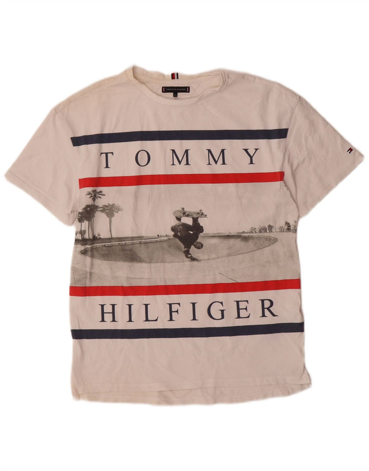 Tommy Hilfiger Camiseta gráfica para niños 13-14 años Algodón Blanco Roto